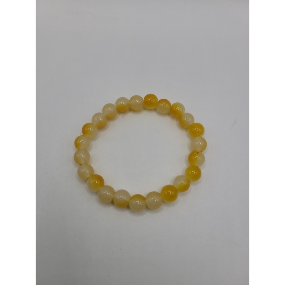 Vintage Yellow White Beaded Stretch‎ Bracelet Round Look Beads Sunshine